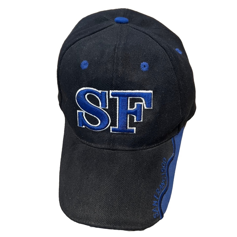 Lanza, Black/Blue San Francisco Hat, Velcro Closure One Size